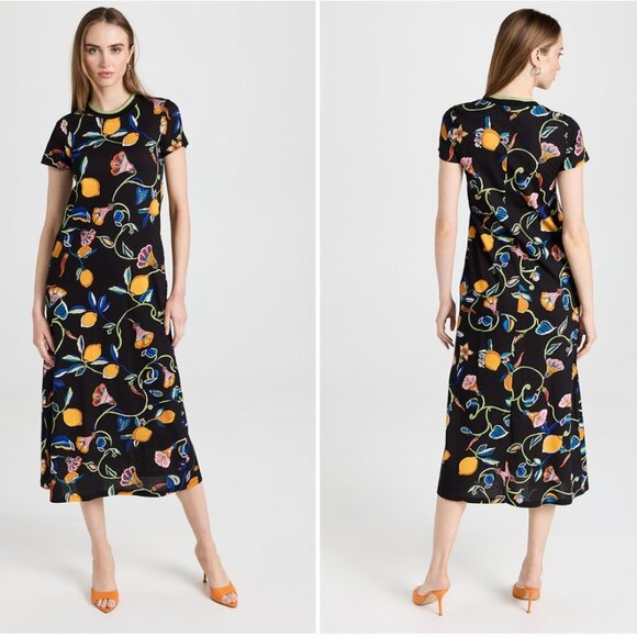 LA DoubleJ Dresses & Skirts - LA DOUBLEJ Sporty Swing Dress in Borboni Black Floral with Lemons / Medium EUC